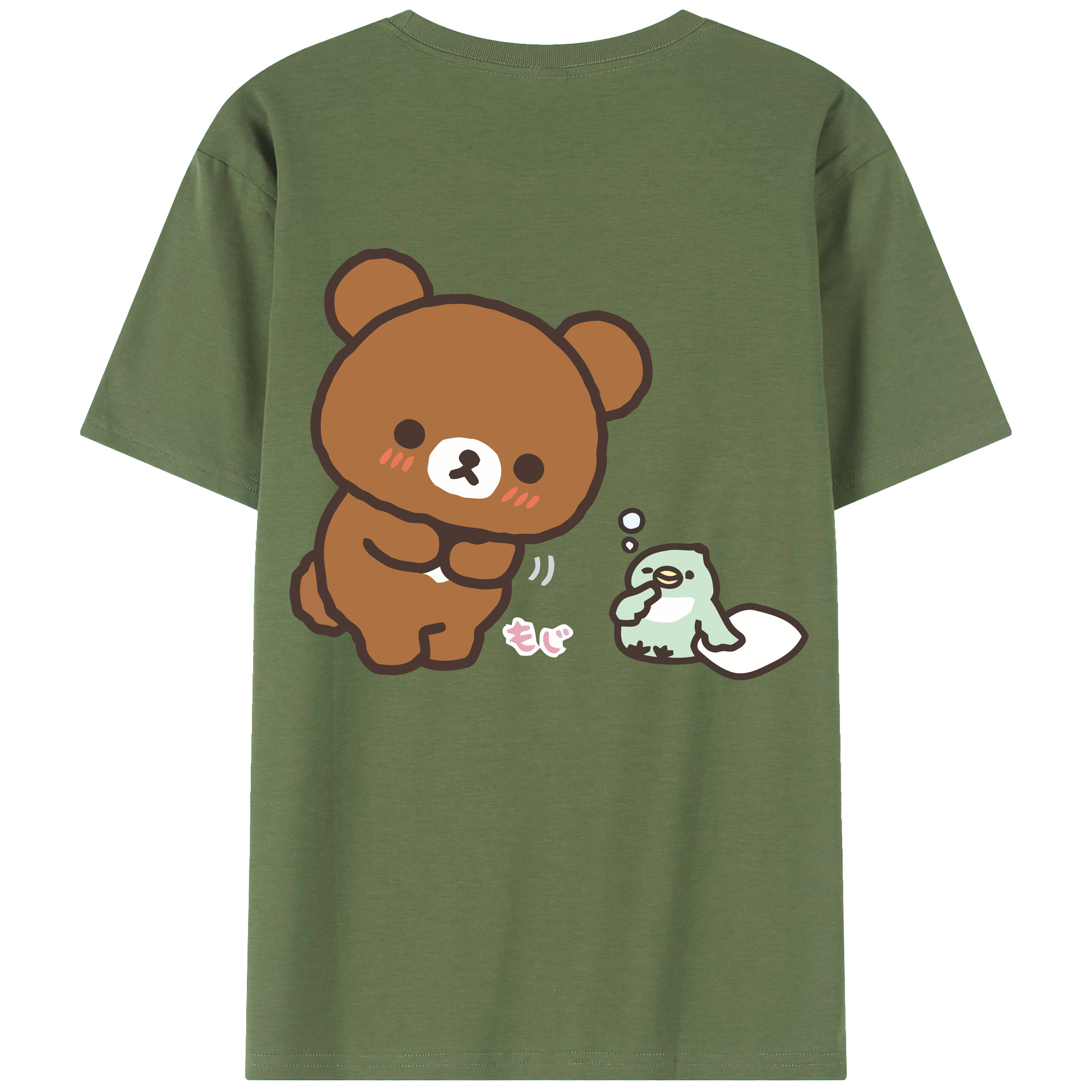 （画像用） リラックマ リラックマ キイロイトリ Rilakkuma Korilakkuma Kiiroitori 綿100％ メンズ半袖Tシャツ（バックプリント） 通気性
